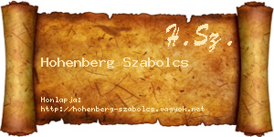 Hohenberg Szabolcs névjegykártya